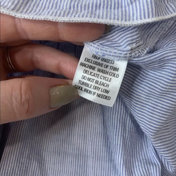 Kirra Peplum Tank Top Size XS Button down White & Blue stripe Nautical Boho - Picture 13 of 14